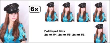 6x Politiepet met tekst politie kind