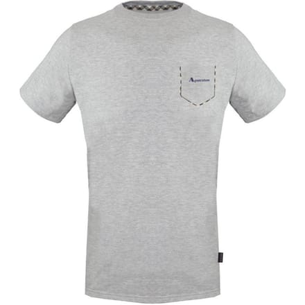 Aquascutum Heren Geruit Pocket T-Shirt (Grijs)