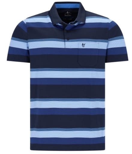 Hajo Heren Poloshirt – Motion Pro – Blauw Gestreept - Maat M