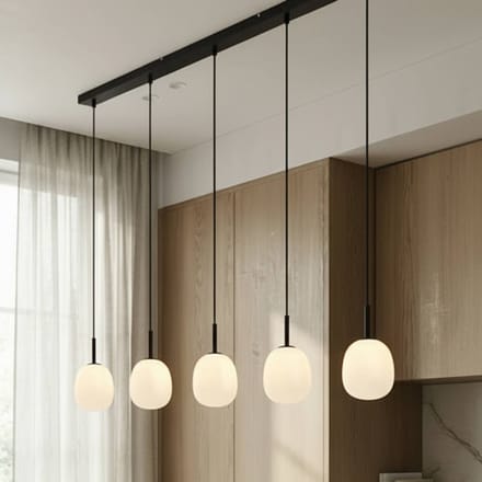 Lindby - hanglamp - 5lichts - glas, metaal - H: 15 cm - G9 - opaalwit, mat zwart