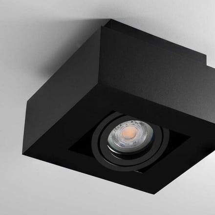 Pollux nero I by LUSENZ - Vierkante plafondlamp met richtbare spot, matzwarte coating en interieur