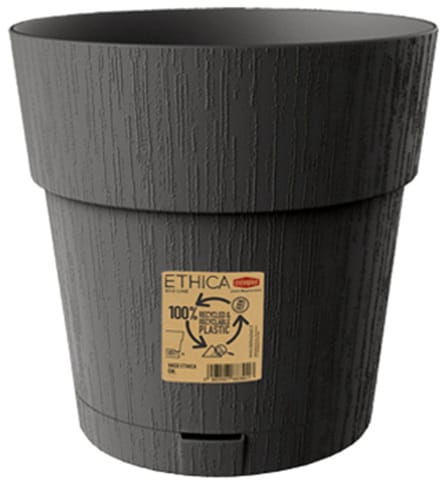 Bloempot 'Ethica' 25 cm – Gerecycled kunststof – Modern design - Antraciet
