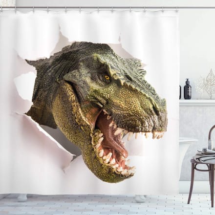 ABAKUHAUS douchegordijn Dino – 175x200 cm – legergroen/wit