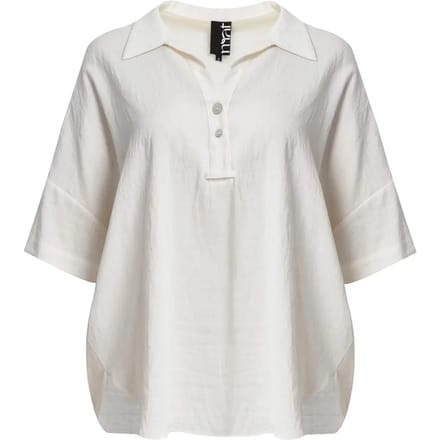 Dameslinnenmix shirt met afgeronde zoom Mat Fashion