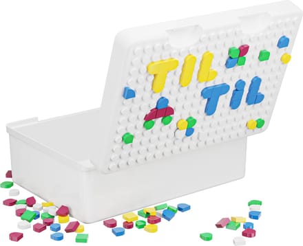 Lunchbox voor kinderen met kleurige blokjes - lego - kleur wit