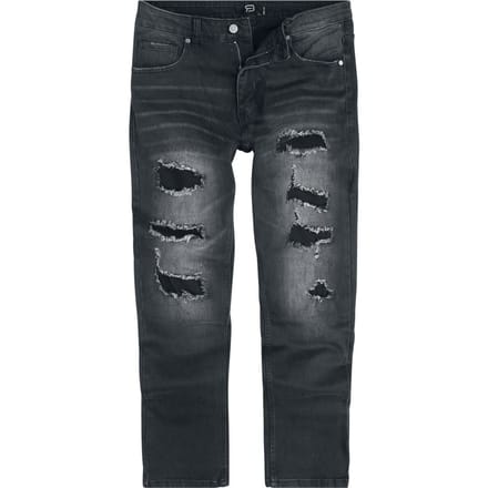 R.E.D. Rock-Engineered Design Zwarte jeans met uitsparingen - Heren - W32L32