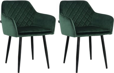 Lina® Noble Eetkamerstoelen - Groen - Set van 2 - Velvet