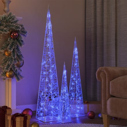 vidaXL - Lichtkegelset - decoratief - LED - 60/90/120 - cm - acryl - blauw