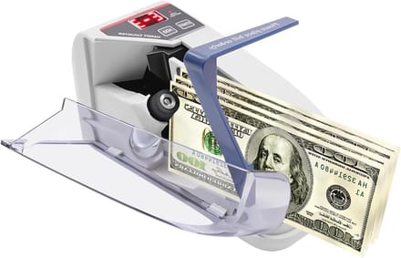 Geld Telmachine - Bankbiljet Teller - Snel Geld Tellen - Telt 600 Vel/Min - Compact Formaat - Wit