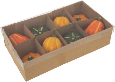 J-Line decoratie Pompoen - keramiek - mix - doos van 8