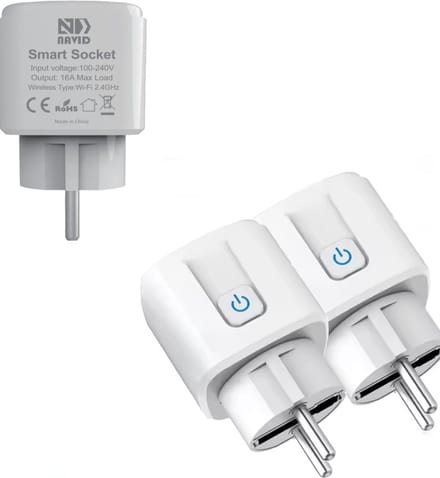 2-Pack Navid Slimme Stekker 16A – WiFi Smart Plugs met Energiemeter – Compatibel met Google Home & Alexa – iOS & Android