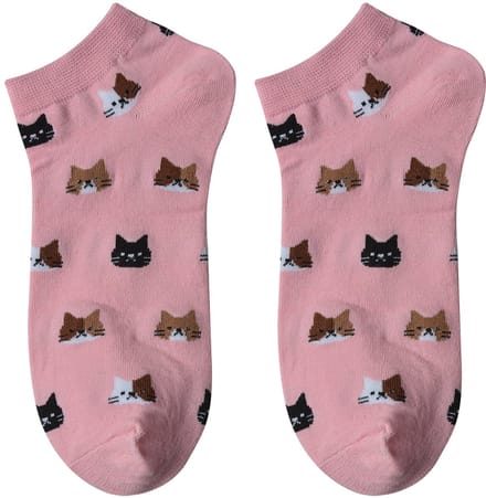 Clayre & Eef Grappige Sokken one size Roze Polyester Katten