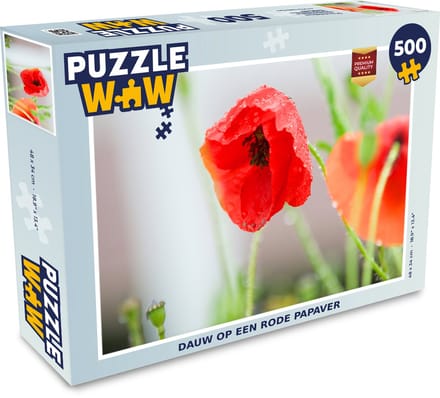 Puzzel Dauw op een rode papaver - Legpuzzel - Puzzel 500 stukjes