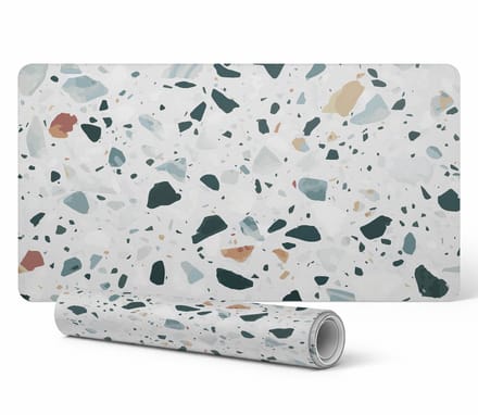 Vinyl bureauonderlegger met stijlvolle terrazzo mozaïekprint 90x45 cm