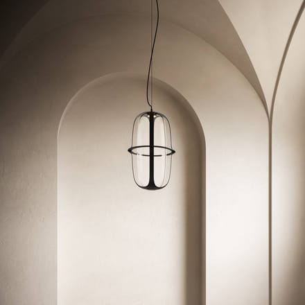 kdln LED hanglamp Kooi, zwart, Ø 30 cm metaal/glas