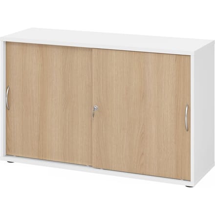 BETA 1752S | Schuifdeurkast | 2 OH - Wit/Eiken Metalen handgreep