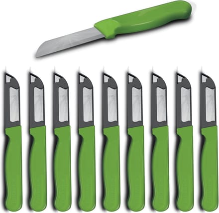 Solingen Schilmesje Robuust Handvat – RVS Glad – 16 cm met Blade Cover – Groen – 10 stuks