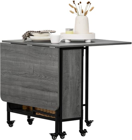 HOMCOM-Opklapbare eettafel-spaanplaat-130x80x74cm-Grijs