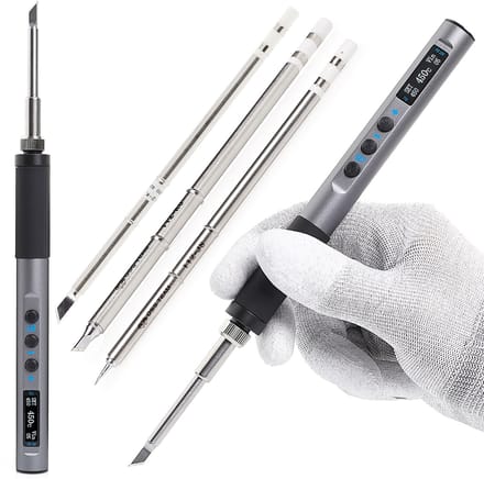 TECHREBAL T12 USB Precisie Soldeerbout - 65W - OLED Display - Set met 3 Soldeerpunten