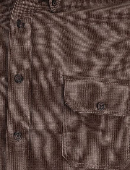 CASA MODA Sport casual fit overhemd - ribfluweel - bruin