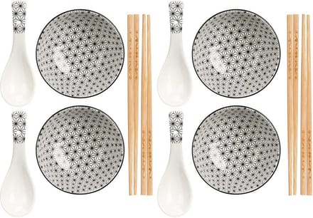 Kinvara Sushi servies set - 12-delig - keramiek - zwart - sushi eet set