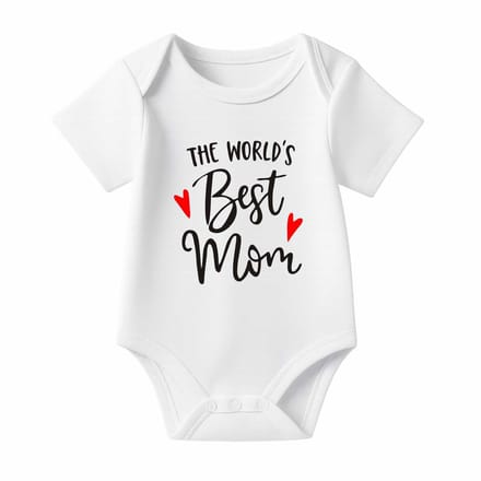 Romper met Tekst Baby – The world’s best Mom – Wit – Korte mouw – Maat 62/68