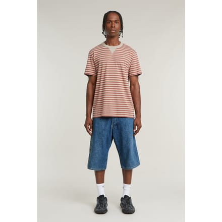 G-Star Nifous Stripe R T Dk Brick/etruscan Red Stripe Taglia: S | Magliette basic Outlet | Uomo | Rosso