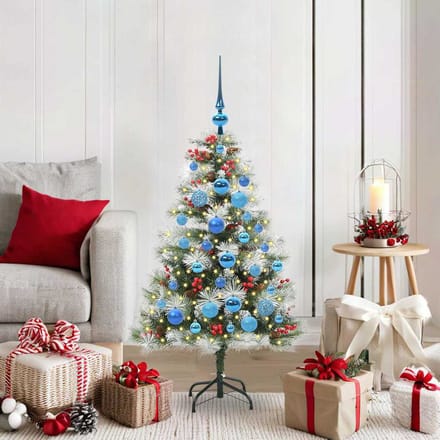 vidaXL - Kunstkerstboom - Groen - en - wit - 120 - cm - PVC - en - Metaal - en - Plastic