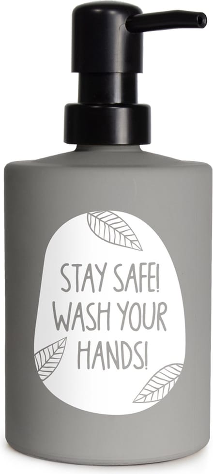 Creaties van hier - zeeppompje stay safe met houten hartje - glas
