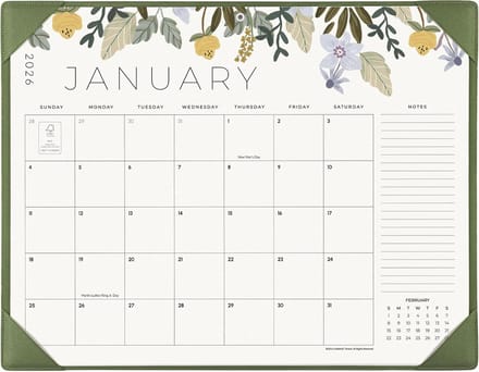 Grote Bureaukalender en Onderlegger 2025-2026 met Bloemendesign