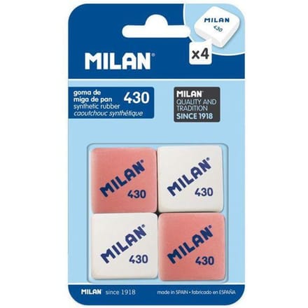 Gomme - MILAN - 430 - Caoutchouc synthétique - Multicolore - Pack de 4 pur