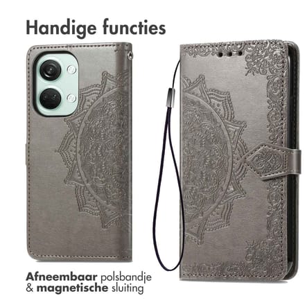 imoshion Hoesje - Geschikt voor OnePlus Nord 3 - Mandala Bookcase - Grijs