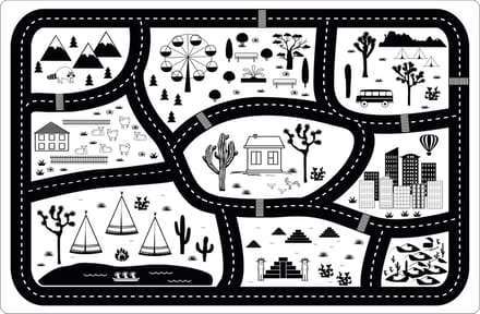 Vinyl | Speelkleed vinyl | stad zwart/wit | 170x170 cm