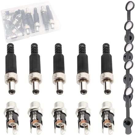 Dailygoods - Set van 5 DC Voedingsconnectoren 5,5 x 2,5 mm voor Diverse Apparaten