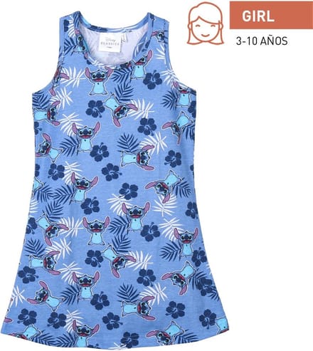 Stitch Jurk - Blauw - Tropical