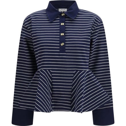 Ganni Blauwe Katoenen Polo Shirt
