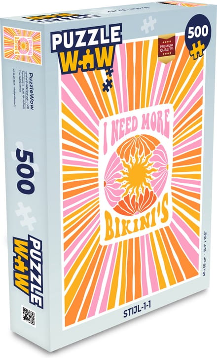 Puzzel Quotes - I need more bikini's - Roze - Geel - Oranje - Legpuzzel - Puzzel 500 stukjes