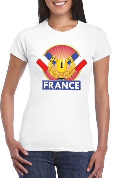 Wit Frans kampioen t-shirt dames - Frankrijk supporter shirt S