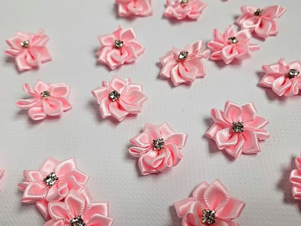 BamBella® - Strass stenen applicatie bloem -10 stuks roos roze glitter plaatje knutselen scrapbook