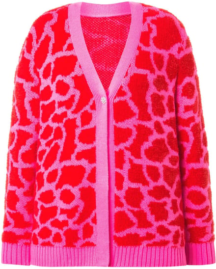 MIAMODA - Dames - Vest regular fit kleurig leomotief - Lichtoranje - Maat 46+