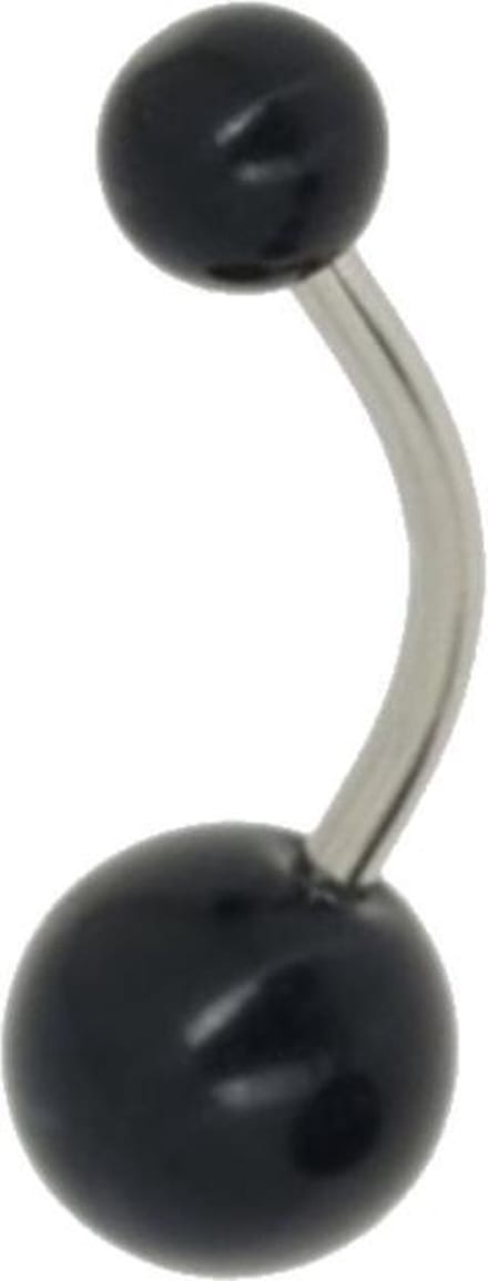 Fako Bijoux® - Navelpiercing - Acryl & RVS - Zwart