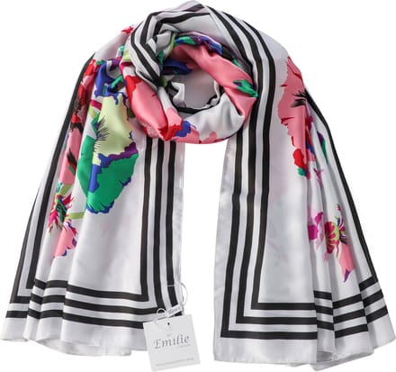 Emilie scarves - sjaal - lang - silky feeling - bloemenprint - wit