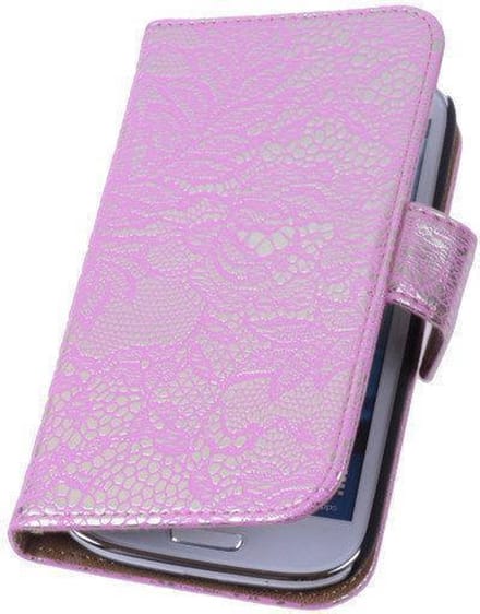 Lace Pink Samsung Galaxy S3 Mini VE Book/Wallet Case/Cover