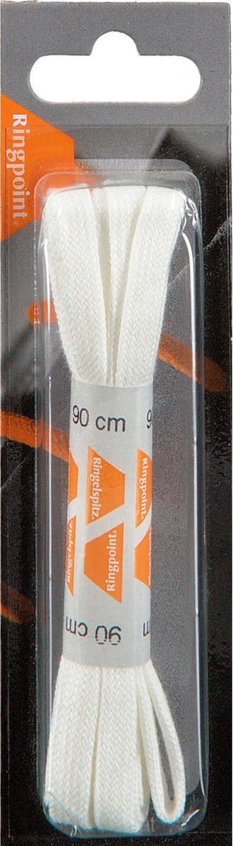 1 paar smalle platte witte schoenveters 90 cm lang van het kwaliteitsmerk Ringpoint type 60 Small Flat 100% katoen
