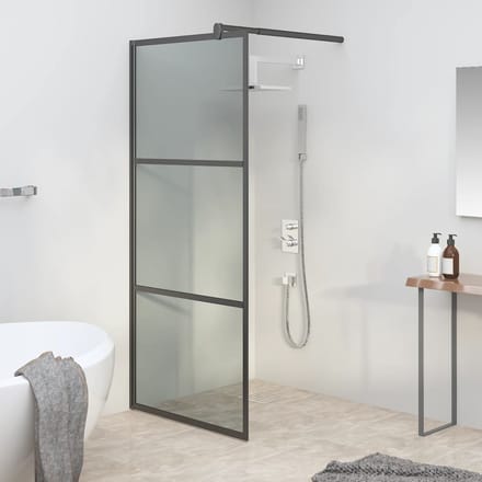 vidaXL - Douche - schermen - Zwart - 80 - x - 195 - cm - Glas - en - Aluminium