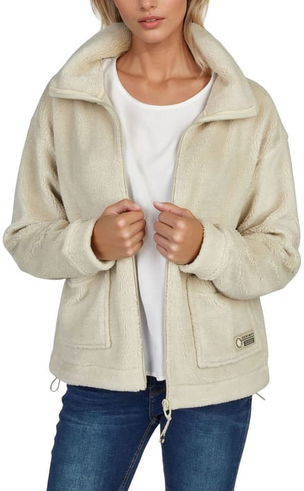 DENIMFY Dames Jas DFKira regular fit Wit M Volwassenen dames fleecejack - overgangsjas