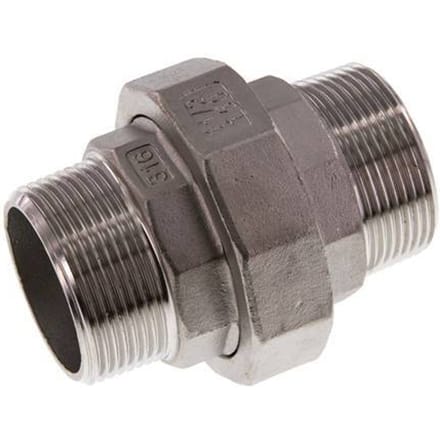 R 1 1/2'' RVS Borstnippel 3-delig met Conische afdichting 16 Bar - FL2S-M-SH-112R-C