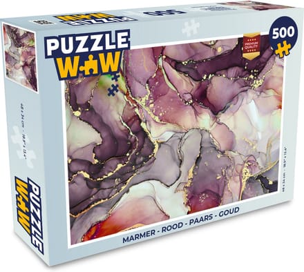 Puzzel Marmer - Rood - Paars - Goud - Legpuzzel - Puzzel 500 stukjes