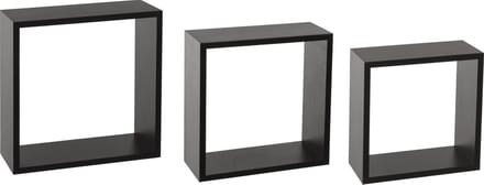 Atmosphera wandbox set van 3 - Zwart - Wandelement - Staanplaat - Hout