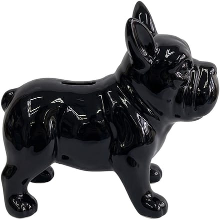 Clayre & Eef Spaarpot Hond Zwart Keramiek